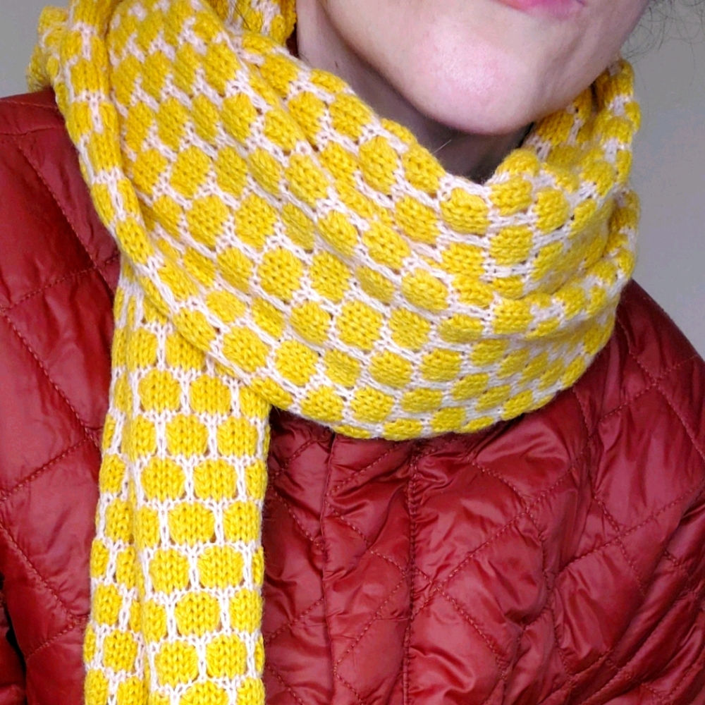 Pink yellow hand knit scarf boutique